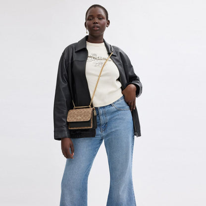 Coach Mini Klare Crossbody Bag In Signature Canvas Gold Tan Black