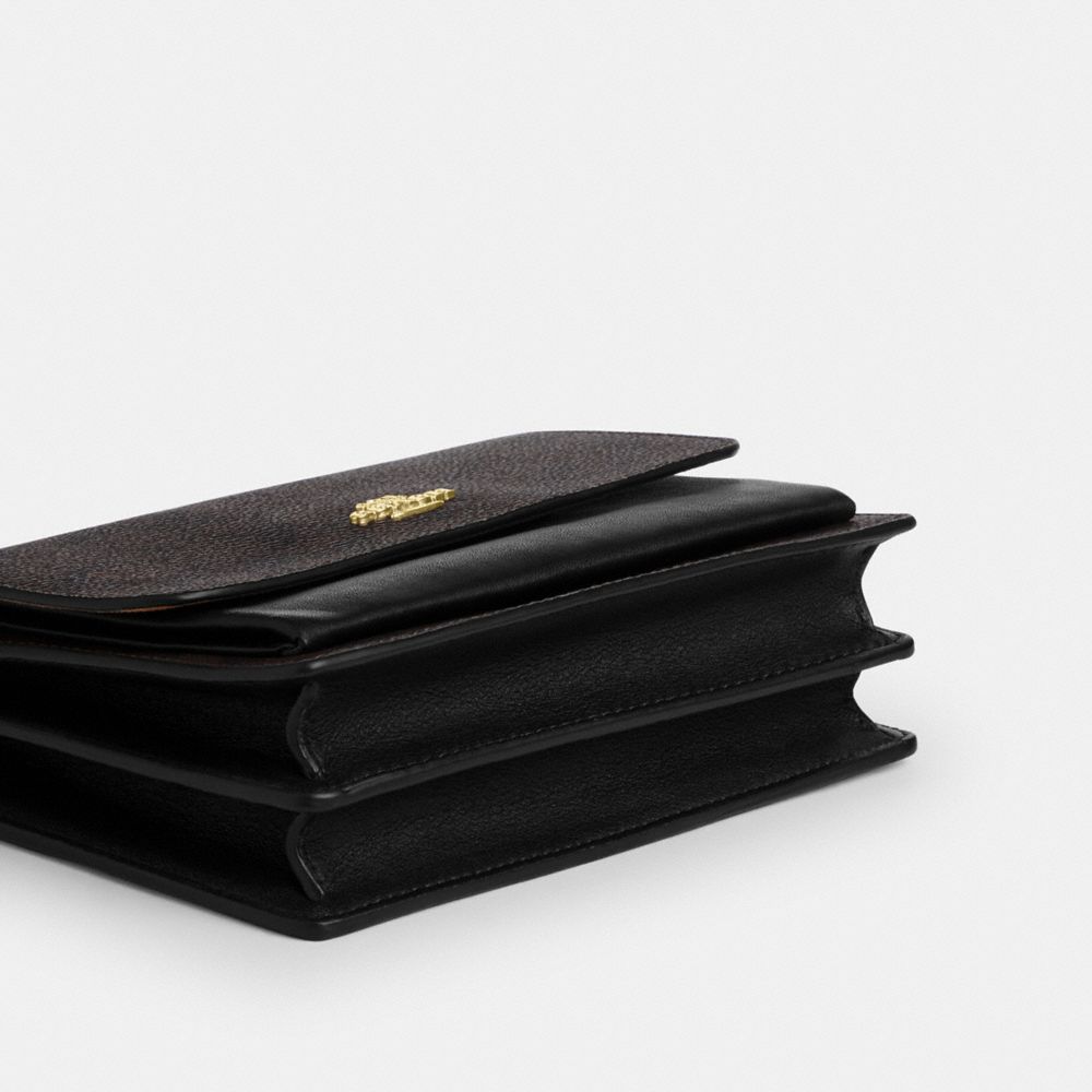 Coach Mini Klare Crossbody Bag In Signature Canvas Gold Walnut Black