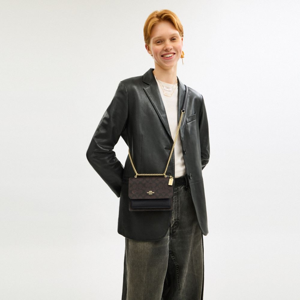 Coach Mini Klare Crossbody Bag In Signature Canvas Gold Walnut Black