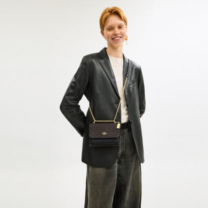 Coach Mini Klare Crossbody Bag In Signature Canvas Gold Walnut Black