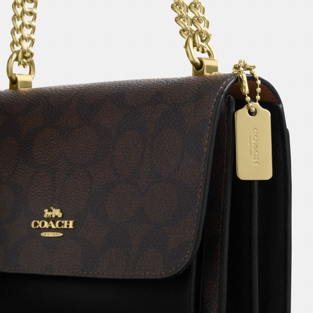 Coach Mini Klare Crossbody Bag In Signature Canvas Gold Walnut