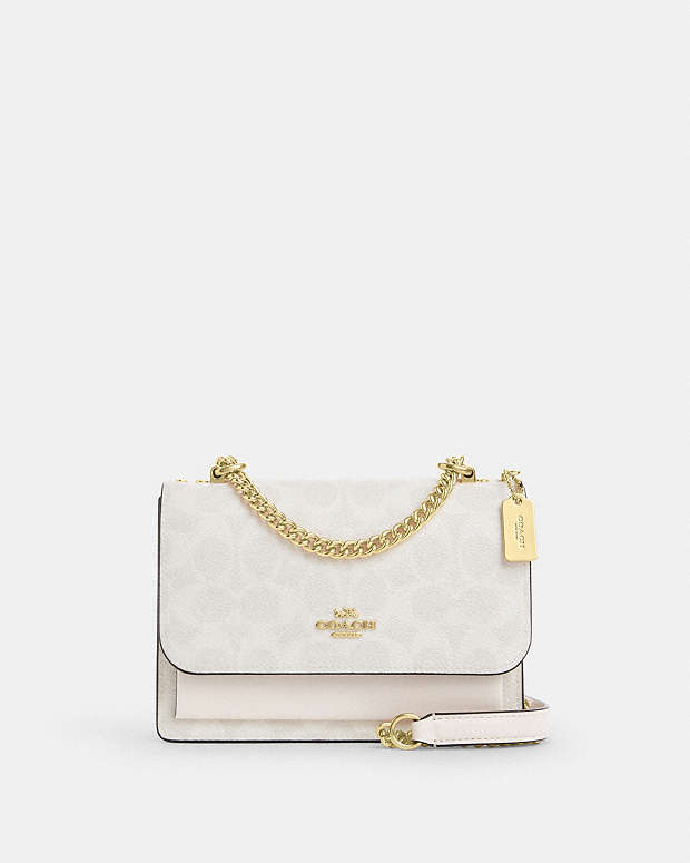 Mini Klare Crossbody Bag In Signature Canvas Signature Canvas-Gold-White-Chalk Signature Canvas-Gold-White-Chalk
