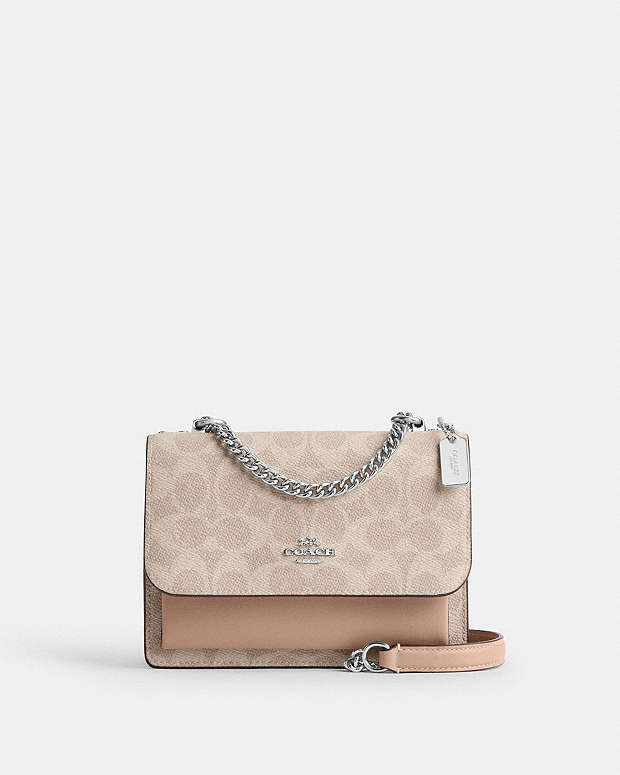 Mini Klare Crossbody Bag In Signature Canvas Signature Canvas-Silver-Sand-Taupe Signature Canvas-Silver-Sand-Taupe