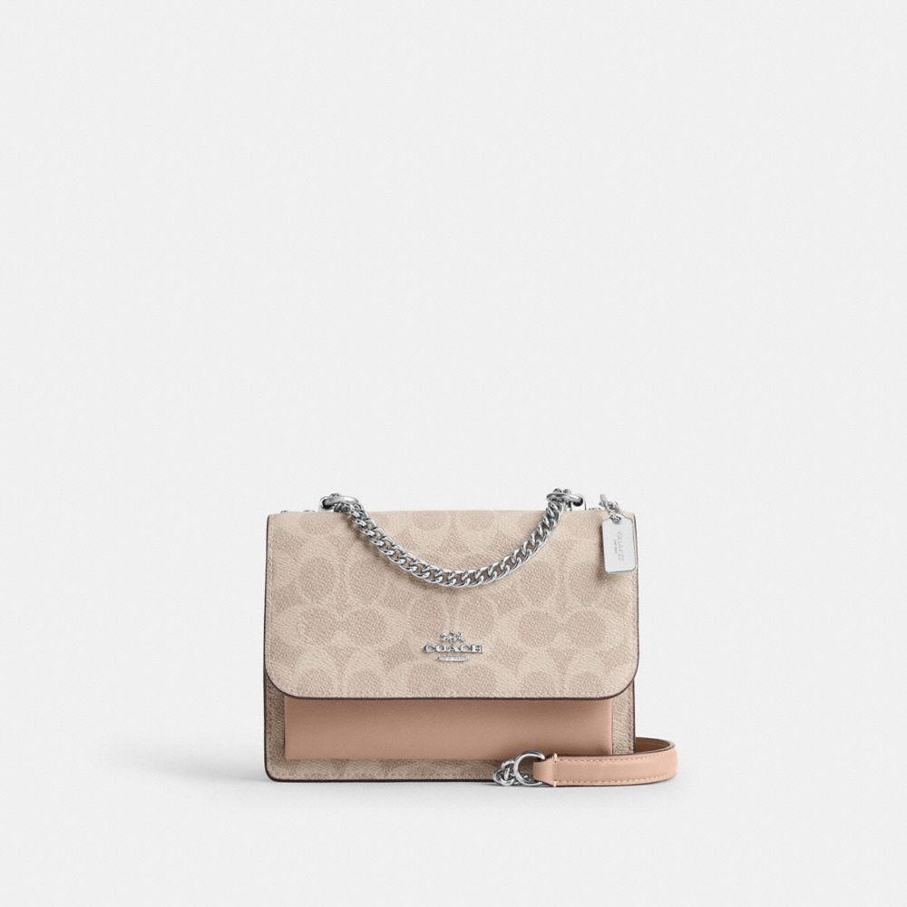 Coach Mini Klare Crossbody Bag In Signature Canvas Silver Sand Taupe