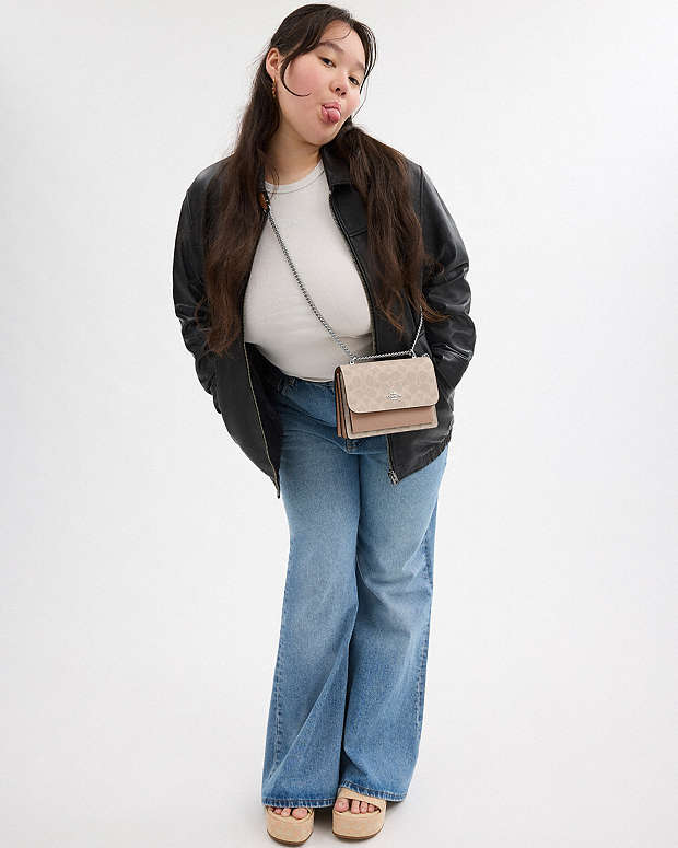 Mini Klare Crossbody Bag In Signature Canvas Signature Canvas-Silver-Sand-Taupe Signature Canvas-Silver-Sand-Taupe