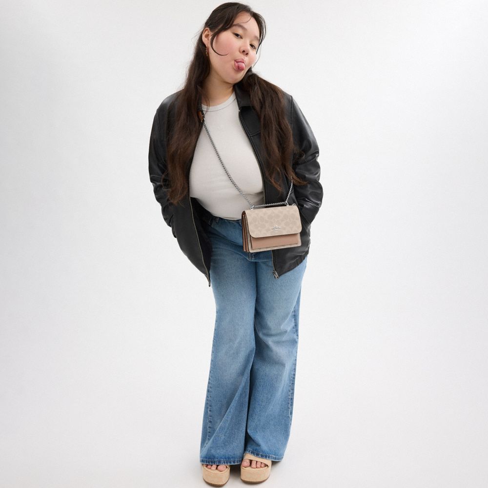 Coach Mini Klare Crossbody Bag In Signature Canvas Silver Sand Taupe