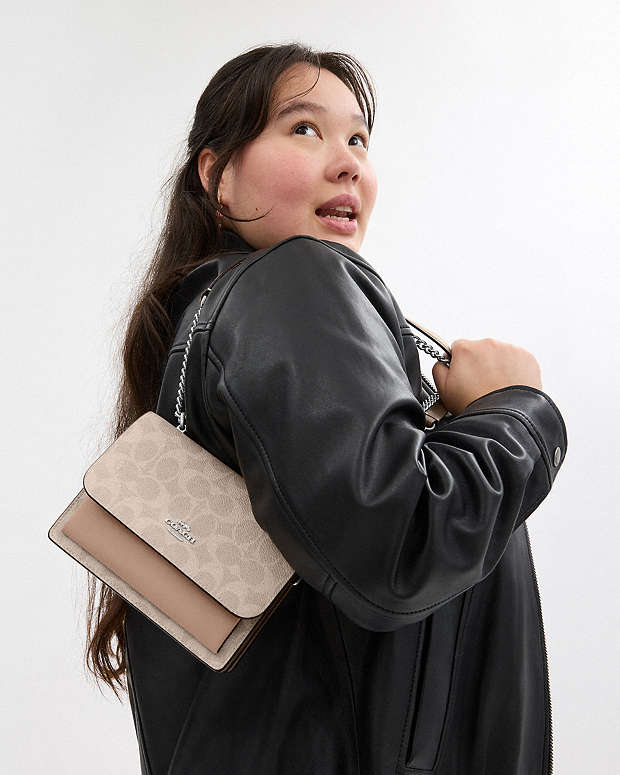 Mini Klare Crossbody Bag In Signature Canvas Signature Canvas-Silver-Sand-Taupe Signature Canvas-Silver-Sand-Taupe