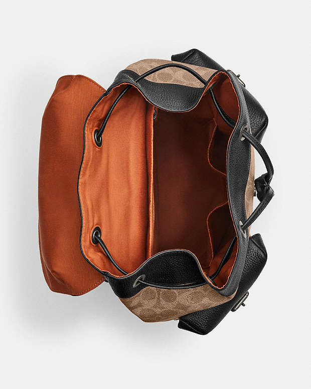 Warner Backpack In Signature Canvas Qb-Tan-Black Qb-Tan-Black