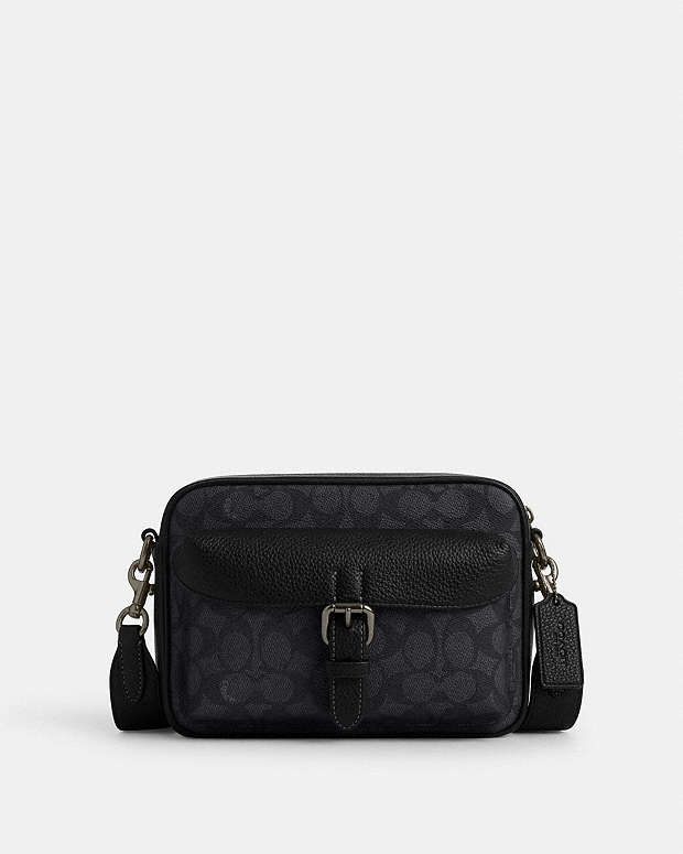 Warner Crossbody Bag In Signature Canvas Signature Canvas-Gunmetal-Charcoal-Black Signature Canvas-Gunmetal-Charcoal-Black