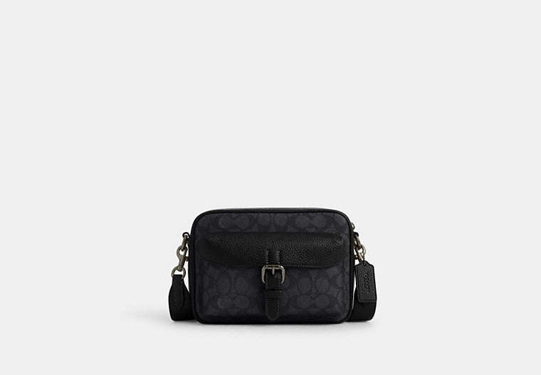 Warner Crossbody Bag In Signature Canvas Signature Canvas-Gunmetal-Charcoal-Black Signature Canvas-Gunmetal-Charcoal-Black