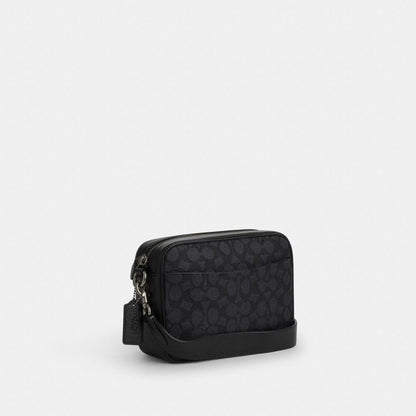 Coach Warner Crossbody Bag In Signature Canvas Gunmetal Charcoal Black