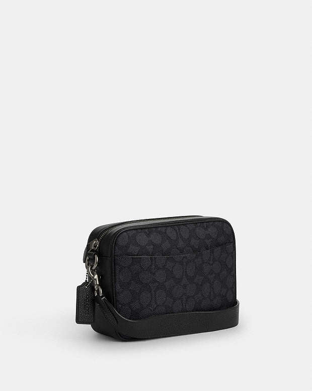 Warner Crossbody Bag In Signature Canvas Signature Canvas-Gunmetal-Charcoal-Black Signature Canvas-Gunmetal-Charcoal-Black