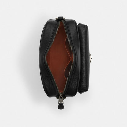 Coach Warner Crossbody Bag In Signature Canvas Gunmetal Charcoal Black