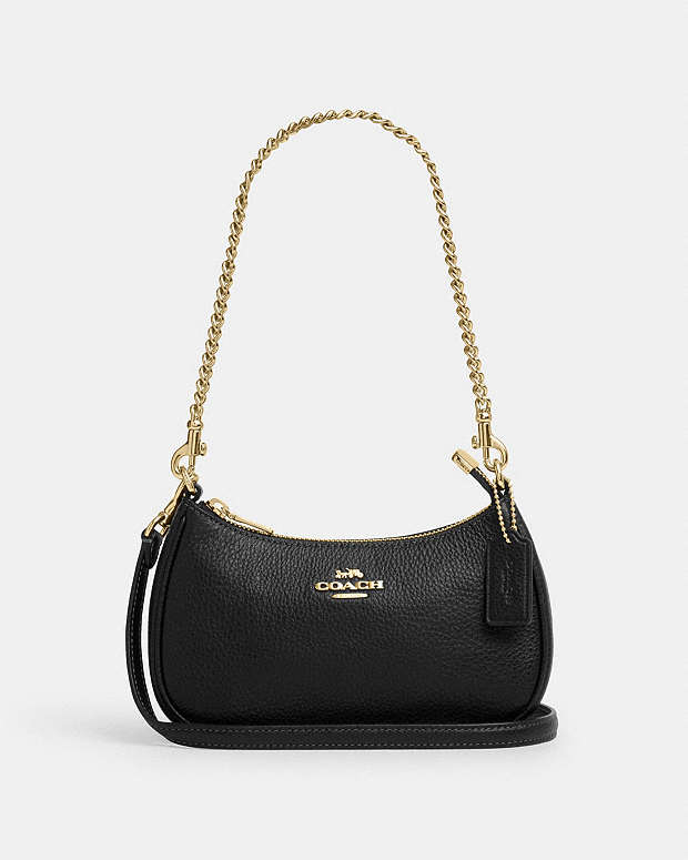 Teri Mini Crossbody Bag Pebbled Leather-Gold-Black Pebbled Leather-Gold-Black