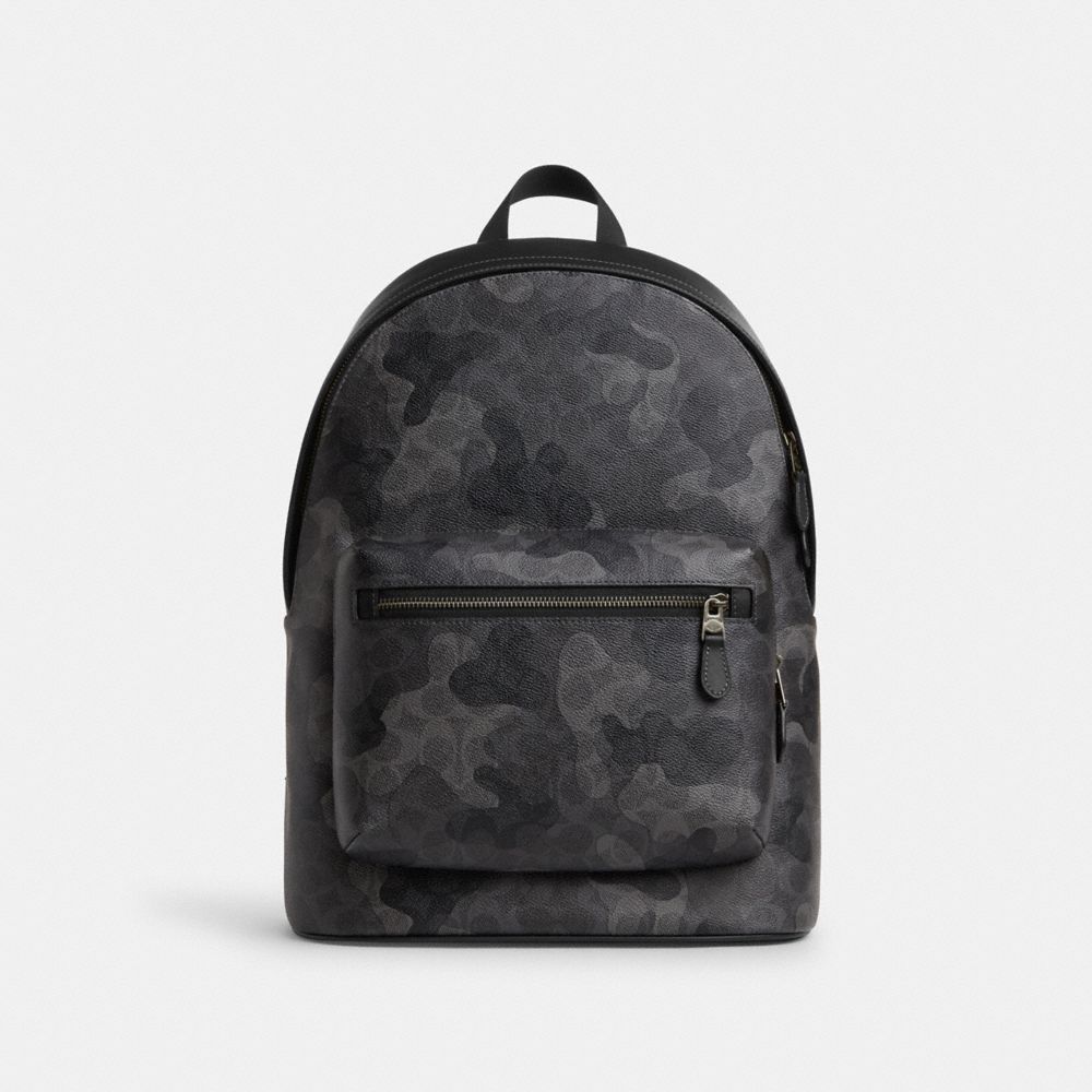 West Backpack In Signature Camo Print Signature Canvas-Gunmetal-Grey Multi Signature Canvas-Gunmetal-Grey Multi