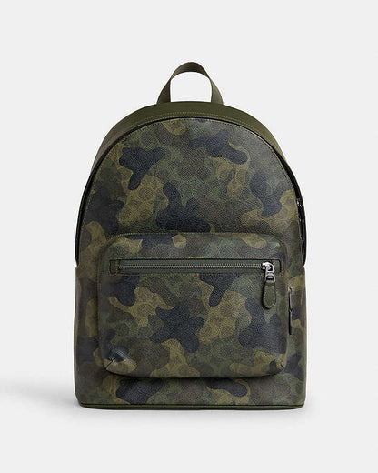 West Backpack In Signature Camo Print Signature Canvas-Qb-Dark Shamrock Multi Signature Canvas-Qb-Dark Shamrock Multi