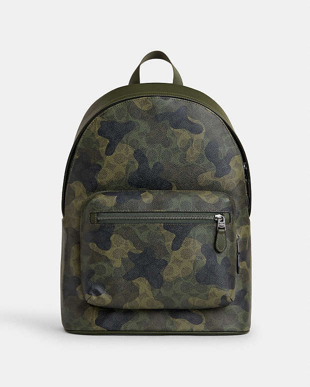 West Backpack In Signature Camo Print Signature Canvas-Qb-Dark Shamrock Multi Signature Canvas-Qb-Dark Shamrock Multi