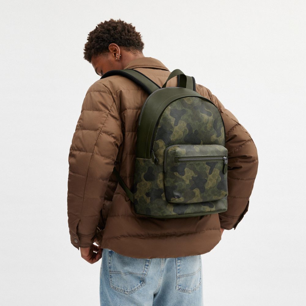 West Backpack In Signature Camo Print Signature Canvas-Qb-Dark Shamrock Multi Signature Canvas-Qb-Dark Shamrock Multi