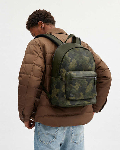 West Backpack In Signature Camo Print Signature Canvas-Qb-Dark Shamrock Multi Signature Canvas-Qb-Dark Shamrock Multi