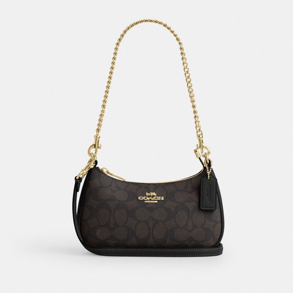 Teri Mini Crossbody Bag In Signature Canvas Signature Canvas-Gold-Walnut-Black Signature Canvas-Gold-Walnut-Black