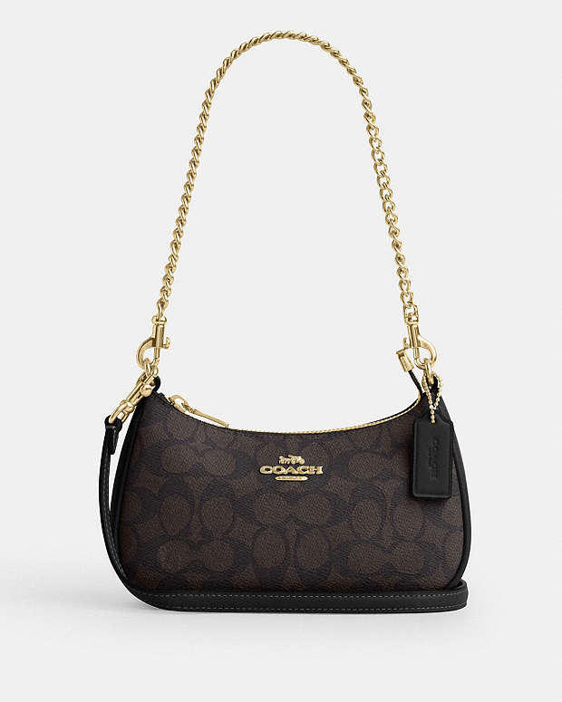 Teri Mini Crossbody Bag In Signature Canvas Signature Canvas-Gold-Walnut-Black Signature Canvas-Gold-Walnut-Black