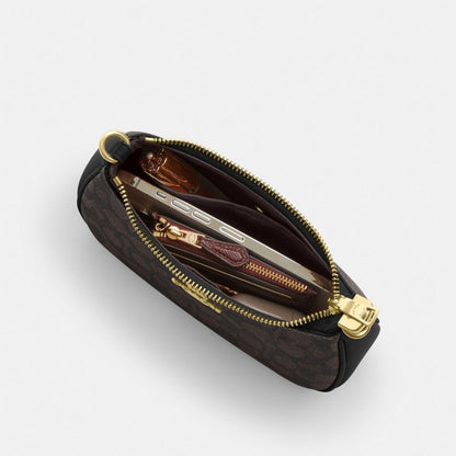 Coach Teri Mini Crossbody Bag In Signature Canvas Gold Walnut Black