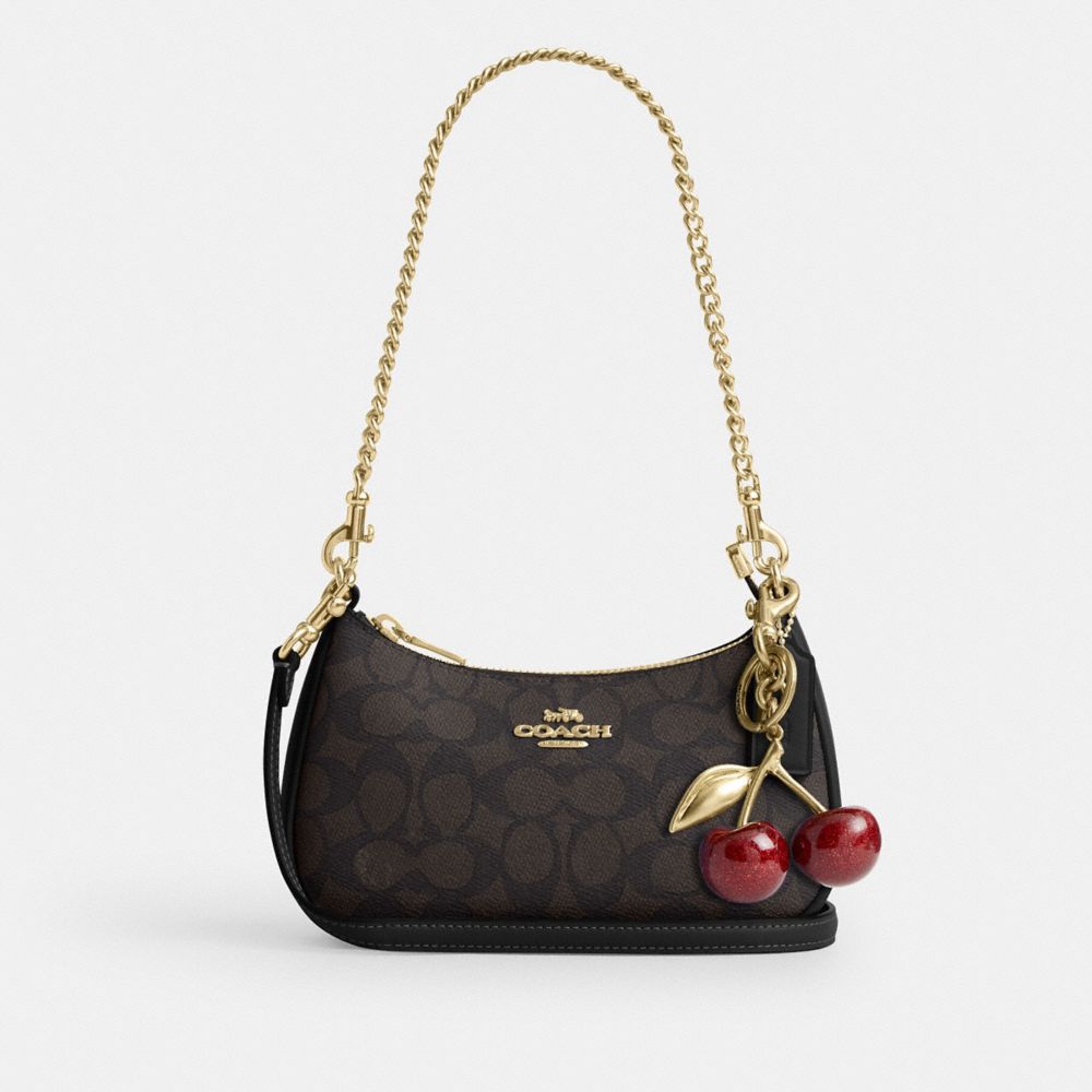 Coach Teri Mini Crossbody Bag In Signature Canvas Gold Walnut