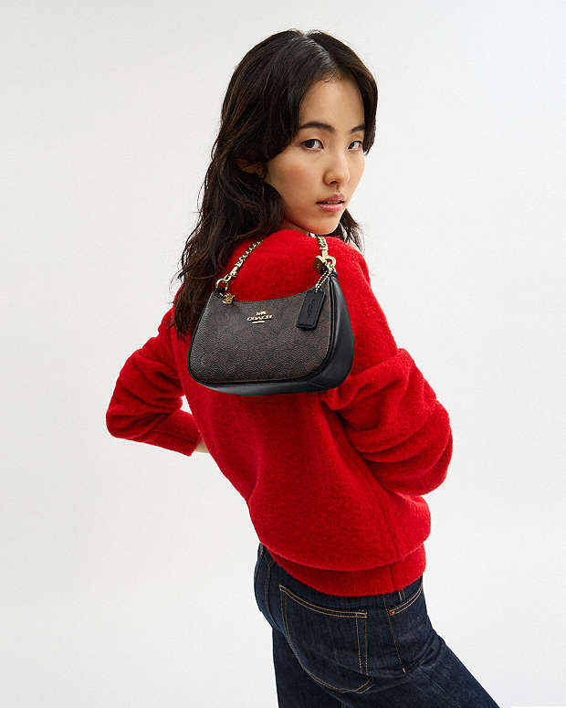 Teri Mini Crossbody Bag In Signature Canvas Signature Canvas-Gold-Walnut-Black Signature Canvas-Gold-Walnut-Black