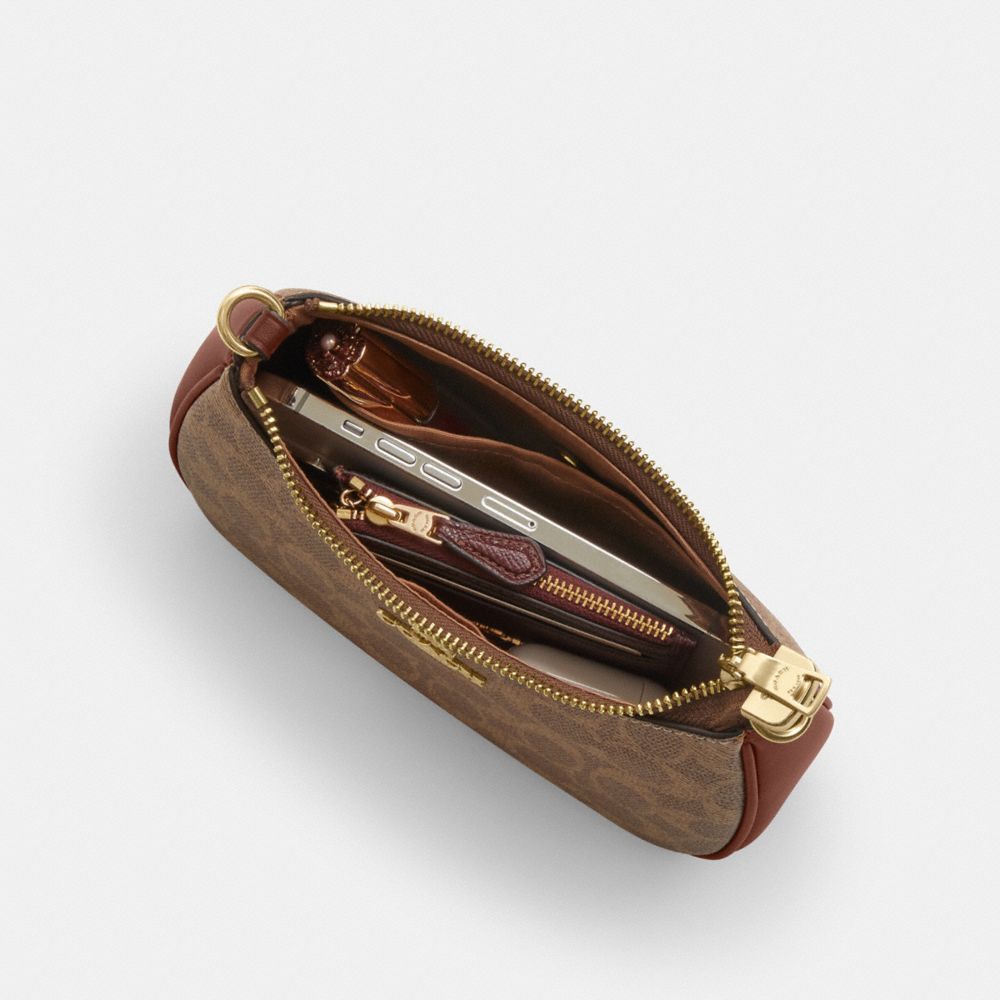 Coach Teri Mini Crossbody Bag In Signature Canvas Gold Tan Brown