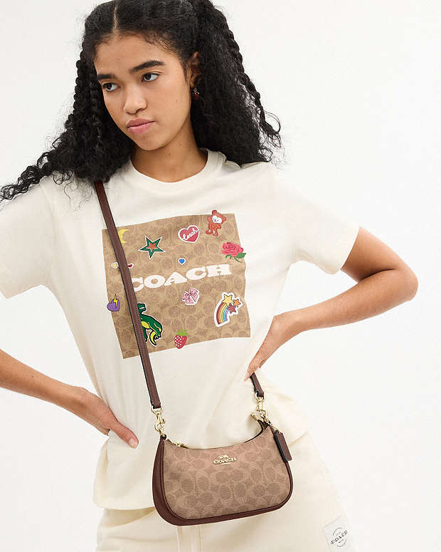 Teri Mini Crossbody Bag In Signature Canvas Signature Canvas-Gold-Tan-Brown Signature Canvas-Gold-Tan-Brown