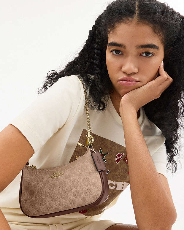 Teri Mini Crossbody Bag In Signature Canvas Signature Canvas-Gold-Tan-Brown Signature Canvas-Gold-Tan-Brown