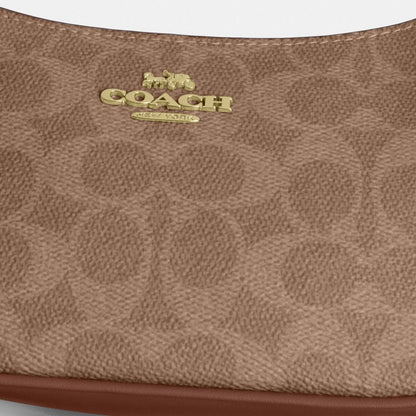 Coach Teri Mini Crossbody Bag In Signature Canvas Gold Tan Brown