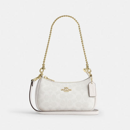 Coach Teri Mini Crossbody Bag In Signature Canvas Gold White Chalk