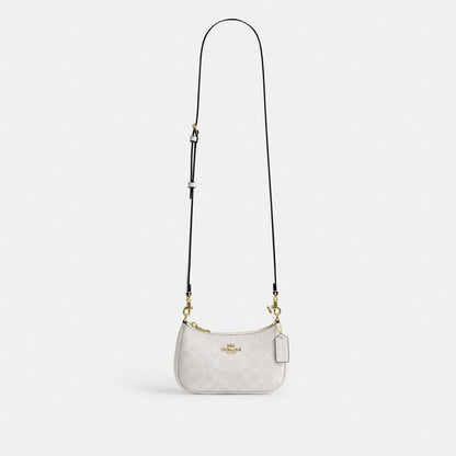 Coach Teri Mini Crossbody Bag In Signature Canvas Gold White Chalk