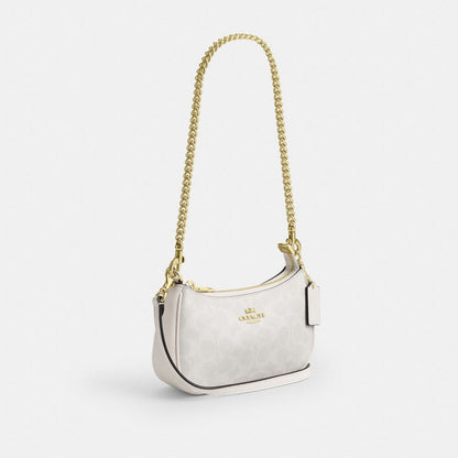 Coach Teri Mini Crossbody Bag In Signature Canvas Gold White Chalk