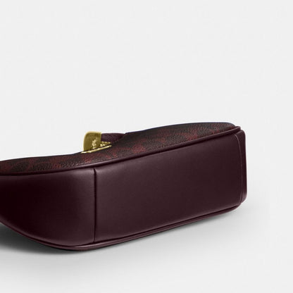Coach Teri Mini Crossbody Bag In Signature Canvas Gold/Black Currant