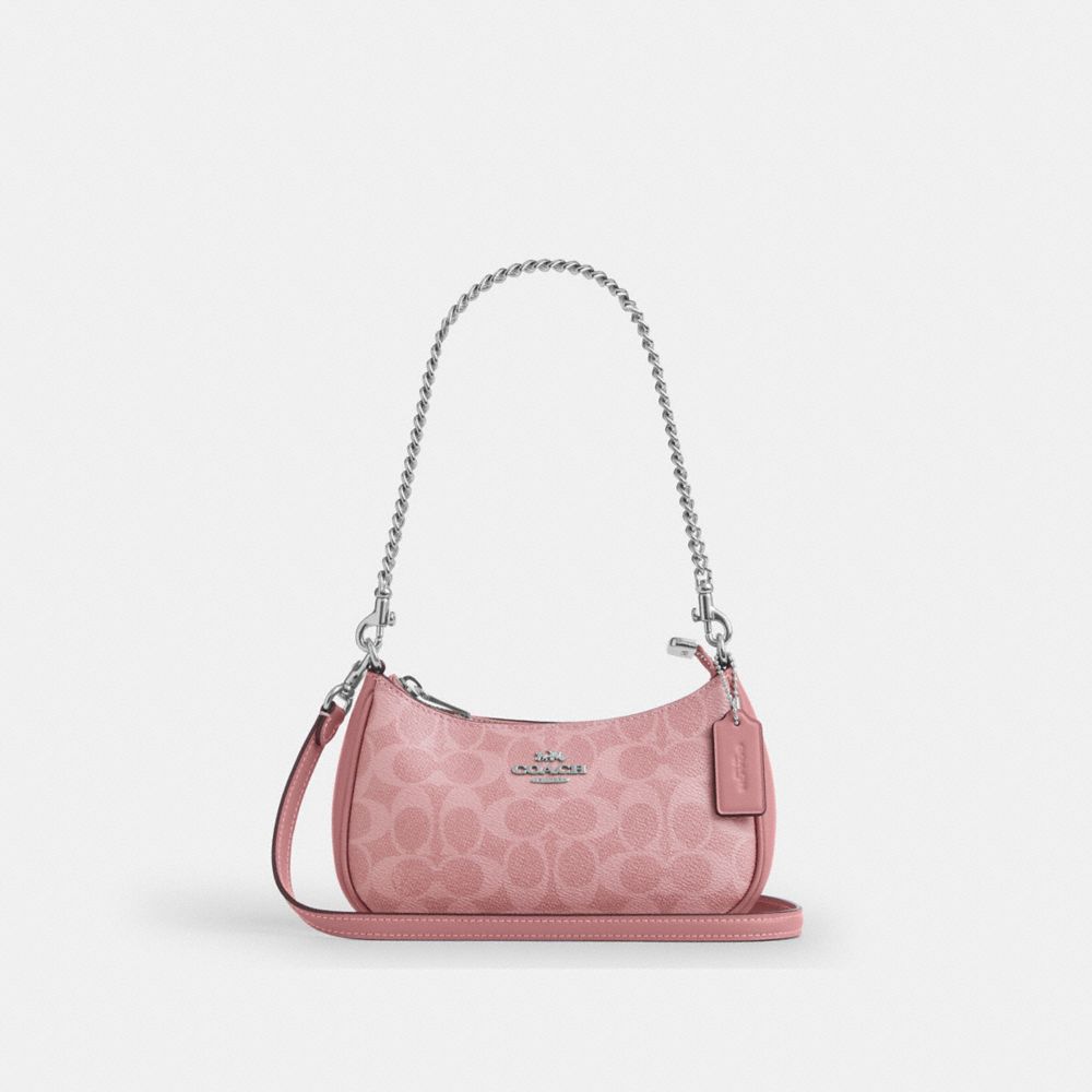 Coach Teri Mini Crossbody Bag In Signature Canvas Silver