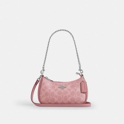 Coach Teri Mini Crossbody Bag In Signature Canvas Silver