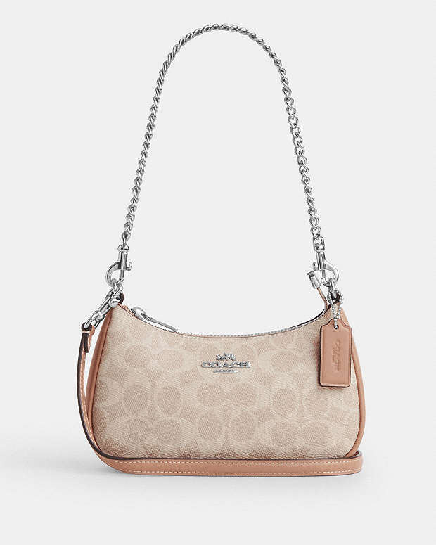 Teri Mini Crossbody Bag In Signature Canvas Signature Canvas-Silver-Sand-Taupe Signature Canvas-Silver-Sand-Taupe