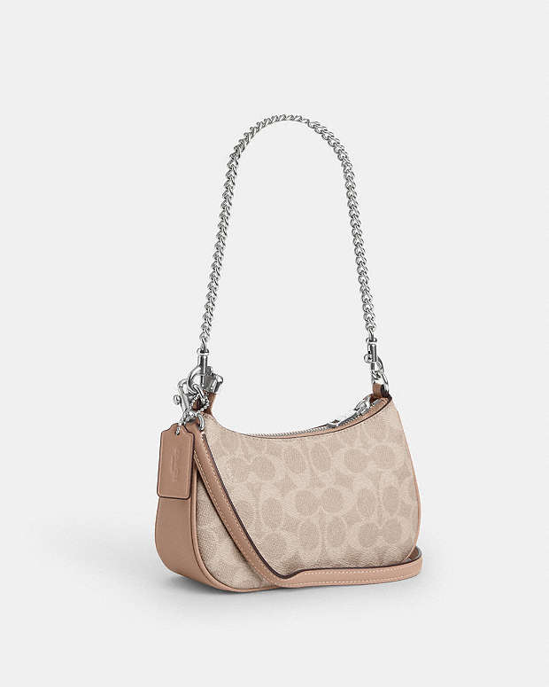 Teri Mini Crossbody Bag In Signature Canvas Signature Canvas-Silver-Sand-Taupe Signature Canvas-Silver-Sand-Taupe