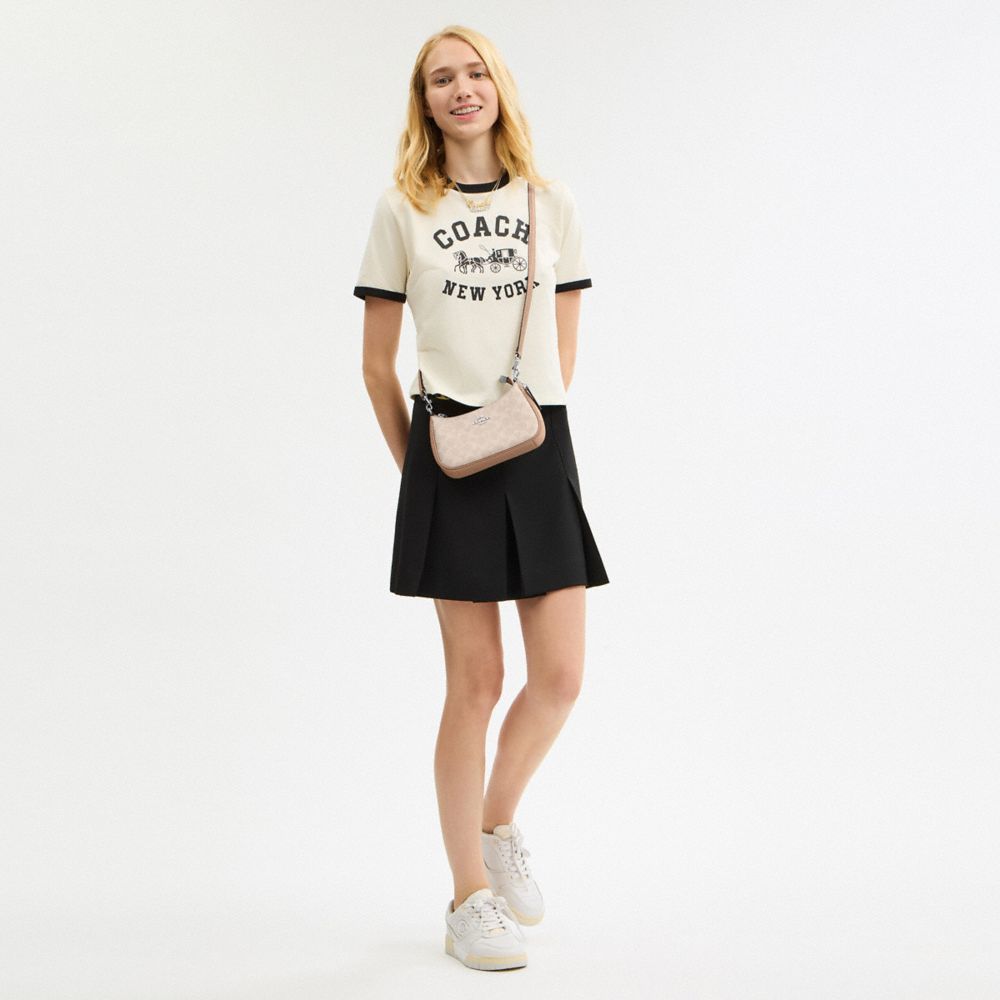 Coach Teri Mini Crossbody Bag In Signature Canvas Silver