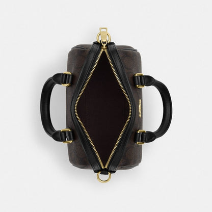 Coach Mini Rowan Crossbody Bag In Signature Canvas Gold Walnut Black