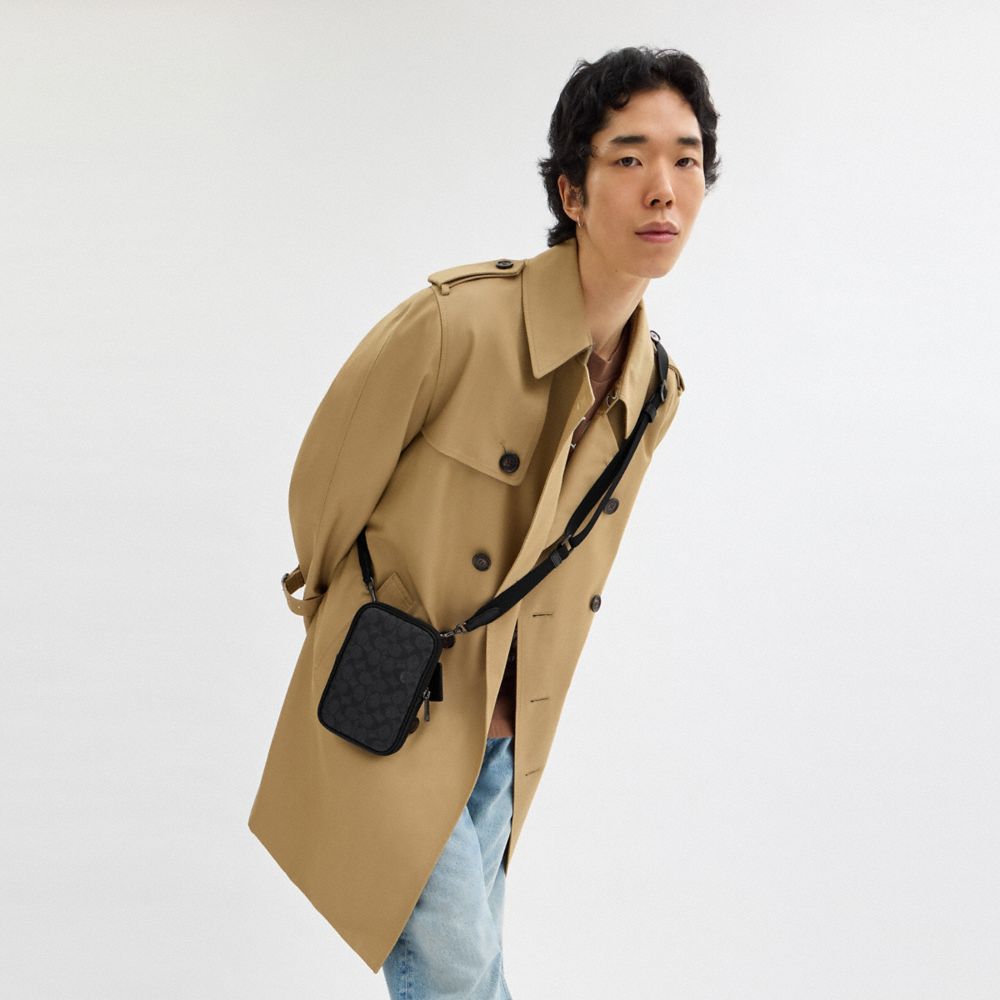 Aden Crossbody Bag In Signature Canvas Signature Canvas-Gunmetal-Charcoal-Black Signature Canvas-Gunmetal-Charcoal-Black