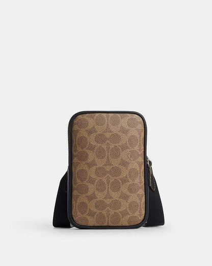 Aden Crossbody Bag In Signature Canvas Signature Canvas-Qb-Tan-Black Signature Canvas-Qb-Tan-Black