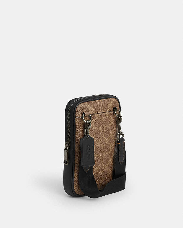 Aden Crossbody Bag In Signature Canvas Signature Canvas-Qb-Tan-Black Signature Canvas-Qb-Tan-Black