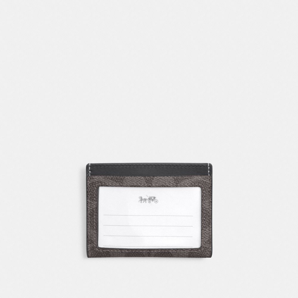 Coach Slim Id Card Case In Signature Canvas Grey Charcoal