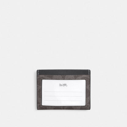 Coach Slim Id Card Case In Signature Canvas Grey Charcoal