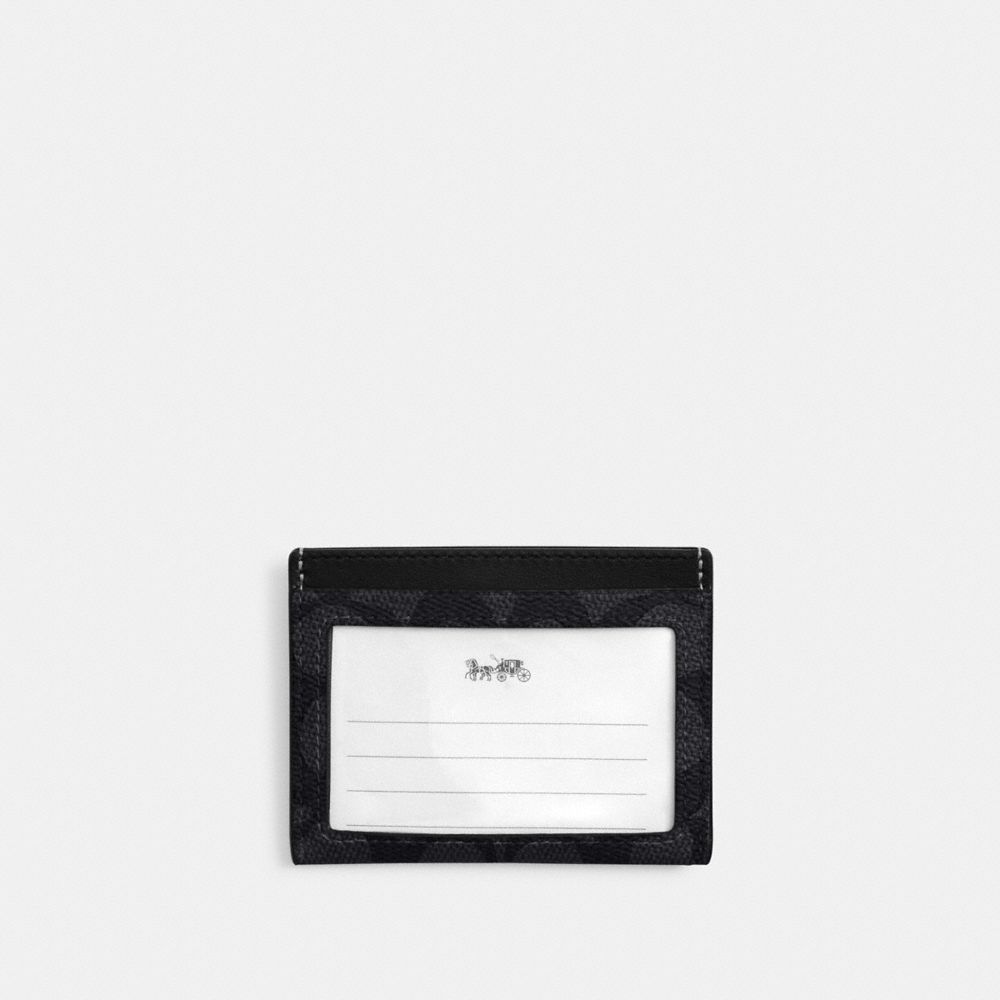 Coach Slim ID Card Case In Signature Canvas Charcoal/Black