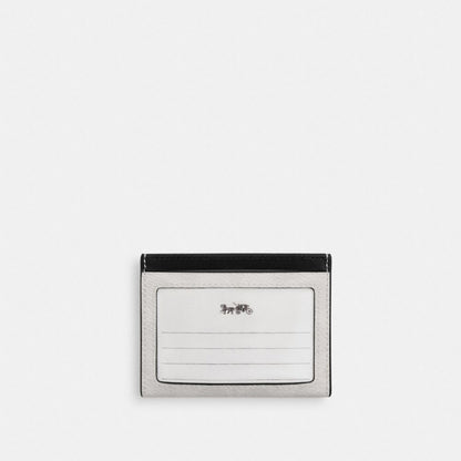 Coach Slim ID Card Case In Signature Canvas Chalk & Black