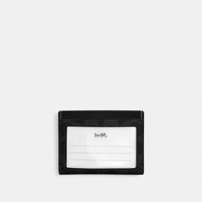 Coach Slim ID Card Case In Signature Canvas Black Signature